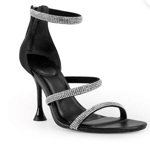 Marc Fisher Carita Rhinestone Ankle Strap Heeled Sandals Size 6.5